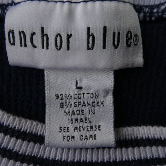 Vintage 80s Anchor Blue Navy Blue Thermal White Striped Ringer Tee Short Sleeve - Picture 4 of 5